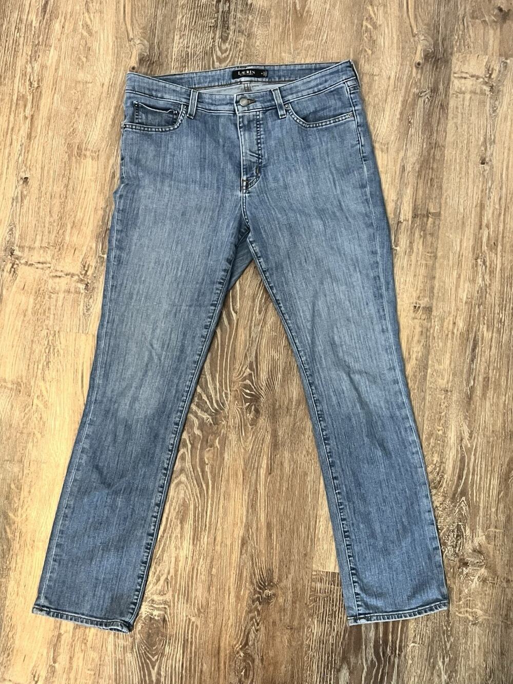 Lauren Ralph Lauren Womens Jeans Size 14 Blue Straight Leg Stretch Denim Pants